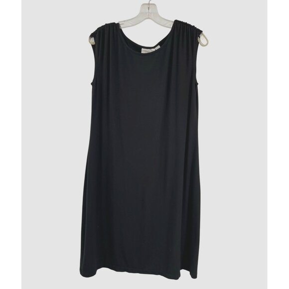 Chicos Dresses & Skirts - Chico’s Black Sleeveless Dress Women’s Size 1 (M/8) Ruched Shoulders Rayon Blend